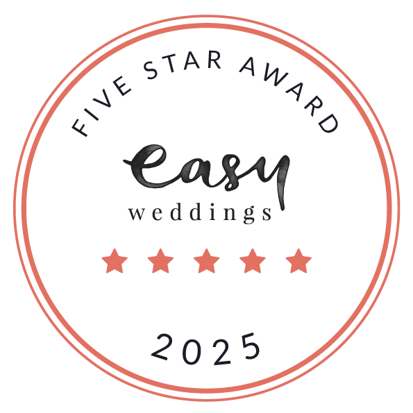 Easy Weddings 2025 Five-Star Supplier award badge for Caddyman Cadillac Car Hire